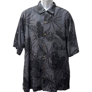 Tommy Bahama Silk Hawaiian Shirt Pineapple Print Camp Shirt Mens Large‎